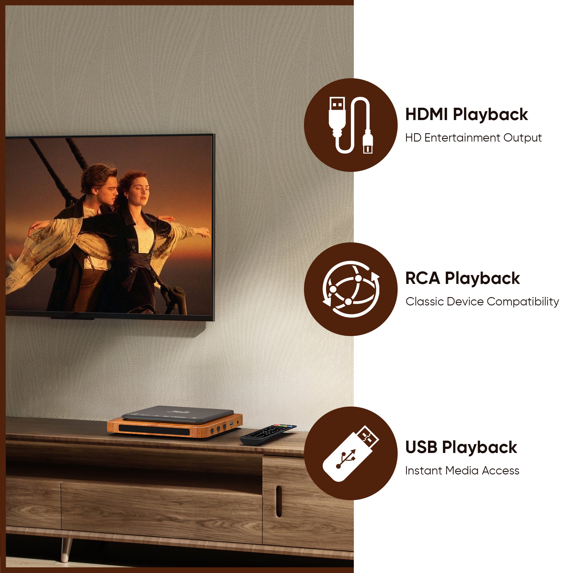 NUTROMO Retro Blu-ray Player, 1080P Full HD, Dolby Digital, USB Playback, Region A1 Blu-ray & All Region DVD
