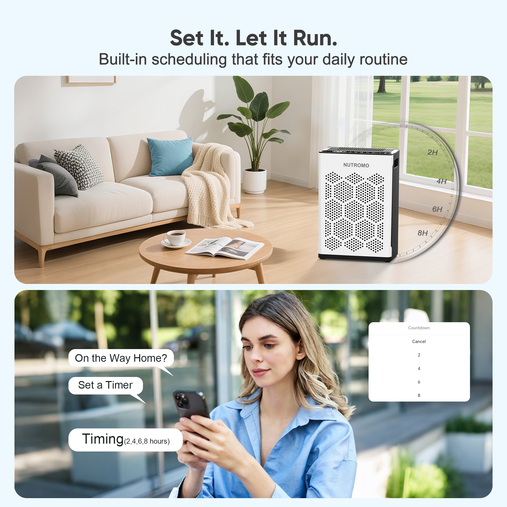 NUTROMO Smart H14 HEPA Air Purifier for Home up to 2400 Sq. Ft., Washable Pre-Filter, Aromatherapy, Air Purifier for Allergies and Asthma