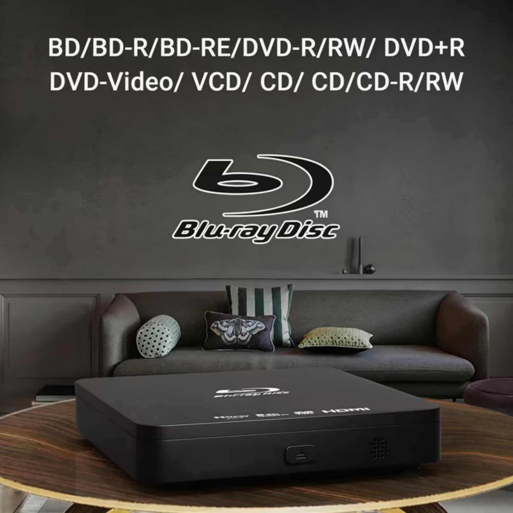 Mini Blu Ray DVD Player with HDMI, Portable Blue ray Player for TV 1080P Blue-Ray Disc Player