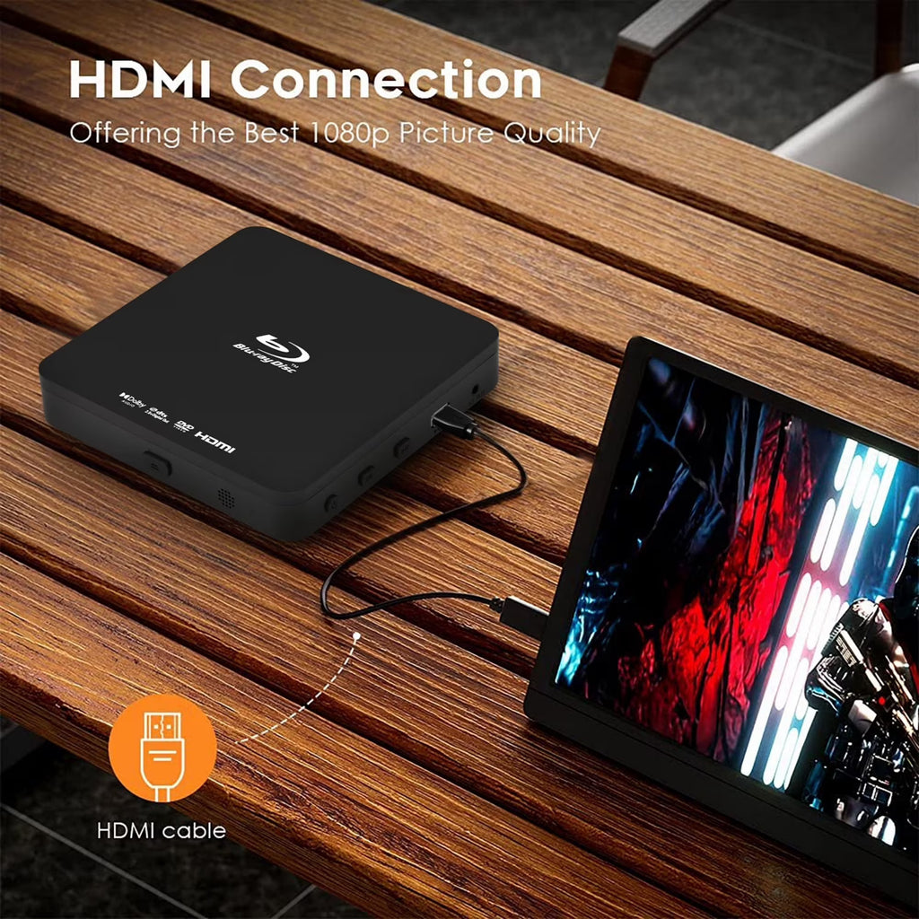 Mini Blu Ray DVD Player with HDMI, Portable Blue ray Player for TV 1080P Blue-Ray Disc Player