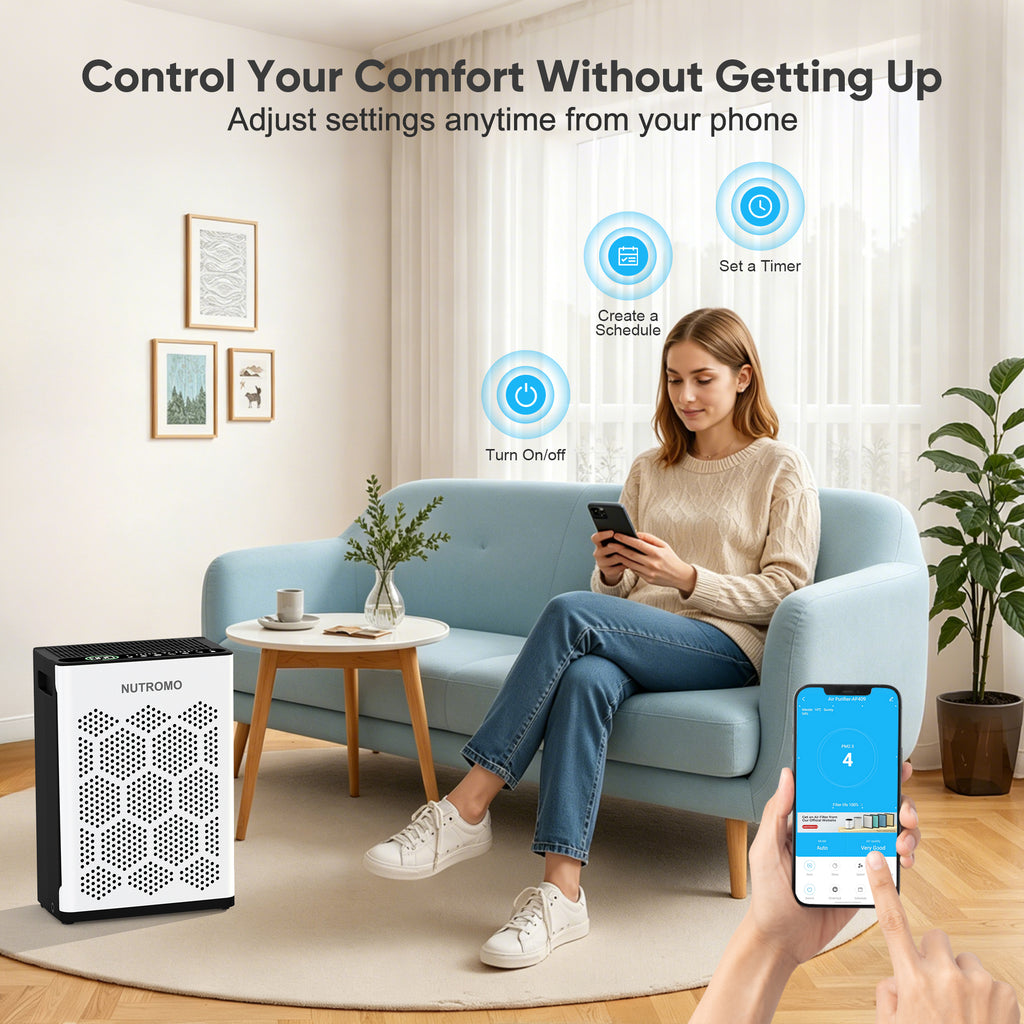 NUTROMO Smart H14 HEPA Air Purifier for Home up to 2400 Sq. Ft., Washable Pre-Filter, Aromatherapy, Air Purifier for Allergies and Asthma