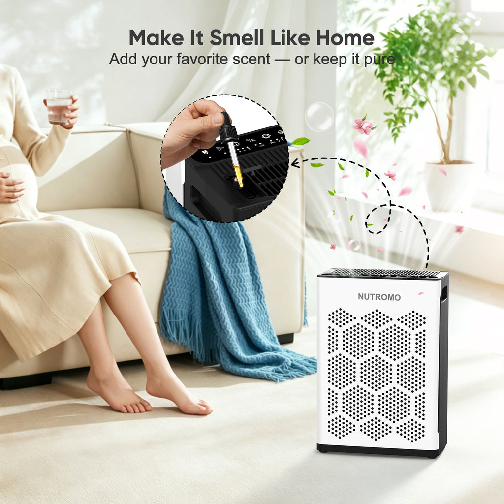 NUTROMO Smart H14 HEPA Air Purifier for Home up to 2400 Sq. Ft., Washable Pre-Filter, Aromatherapy, Air Purifier for Allergies and Asthma