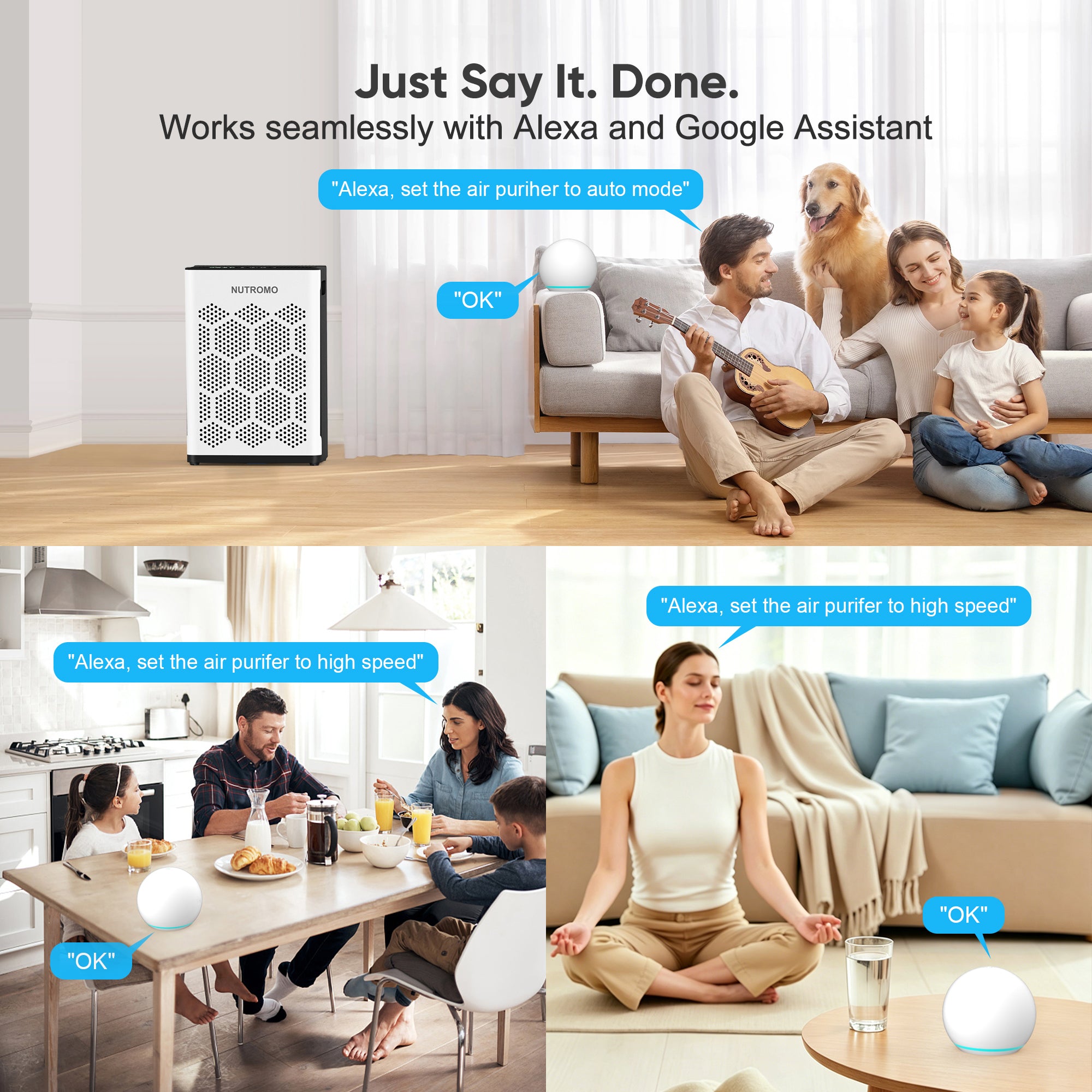 NUTROMO Smart H14 HEPA Air Purifier for Home up to 2400 Sq. Ft., Washable Pre-Filter, Aromatherapy, Air Purifier for Allergies and Asthma