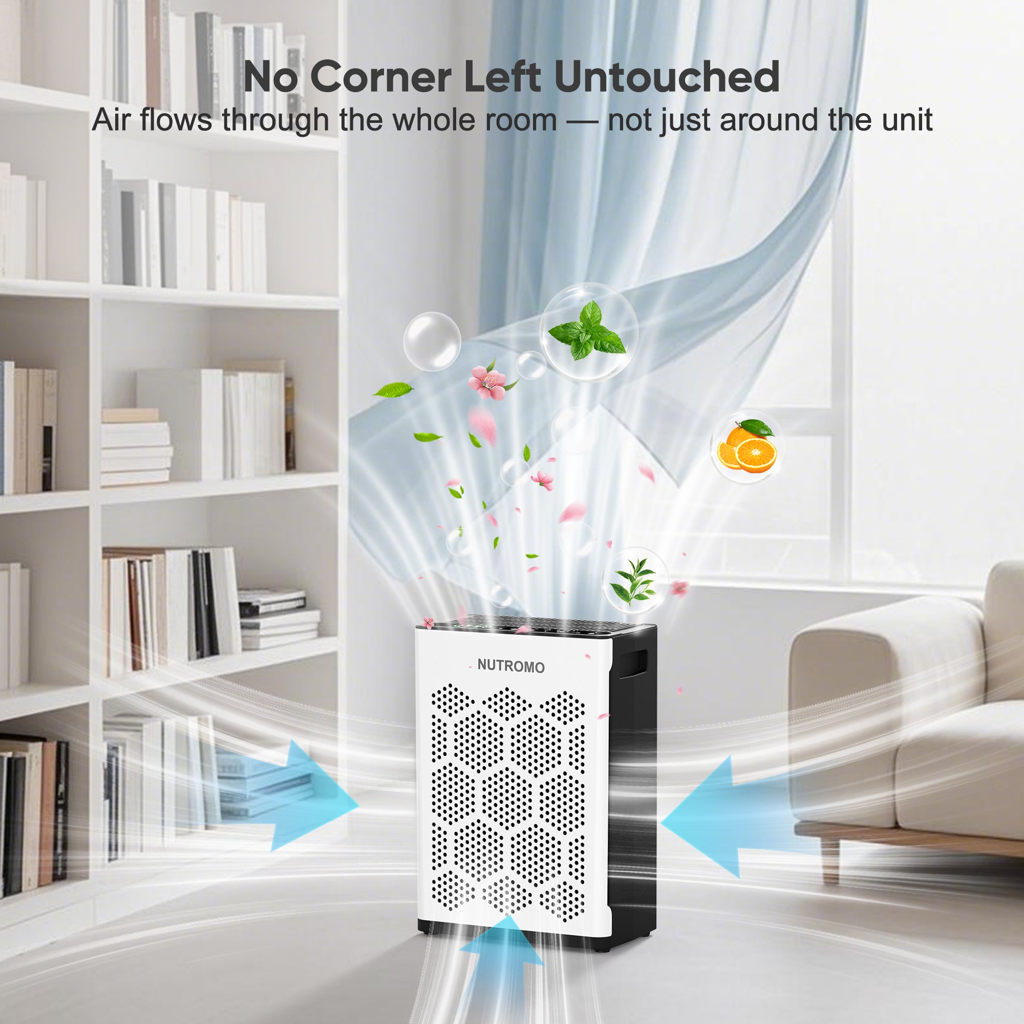 NUTROMO Smart H14 HEPA Air Purifier for Home up to 2400 Sq. Ft., Washable Pre-Filter, Aromatherapy, Air Purifier for Allergies and Asthma