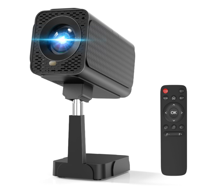 【伸縮式スタンド付き・最新Android TV 搭載】プロジェクター 家庭用 25000LM フルHD1080P 4K対応 電動フォーカス＆自動台形補正 ホームプロジェクター 高輝度 短距離投影 軽量 スマホ/パソコン/PS機/DVD接続可 スタンド一体型 プレゼント 日本語取扱説明書